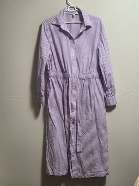 Lavender Stripe Midi Shirt Dress with Defined Waist by Charter Club